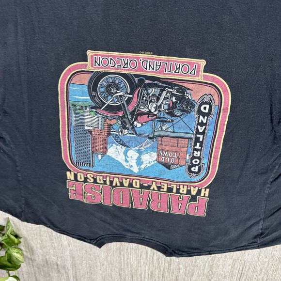Harley Davidson Portland OR Paradise Old Town PDX Mens XL Short Sleeve Crewneck - Picture 6 of 8
